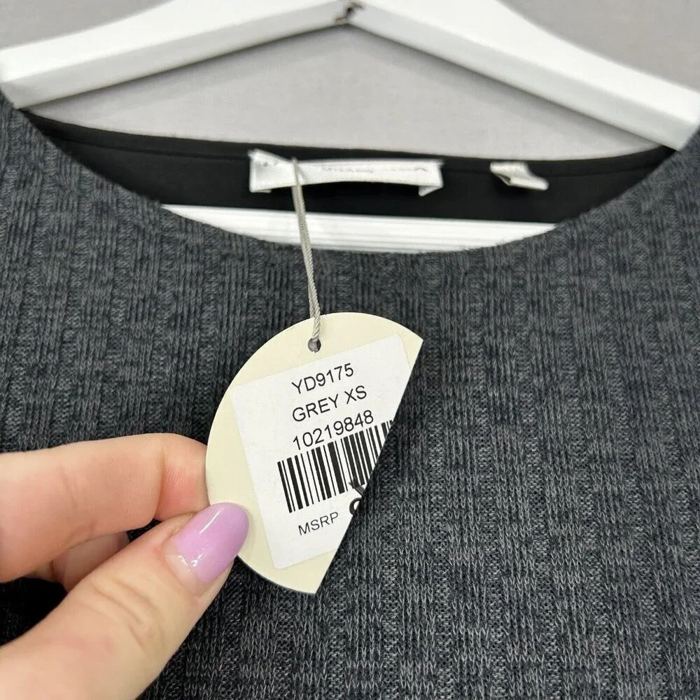 Patrizia Luca Womens Dress‎ Extra Small Gray Ribbed Sweater Travel Minimalist